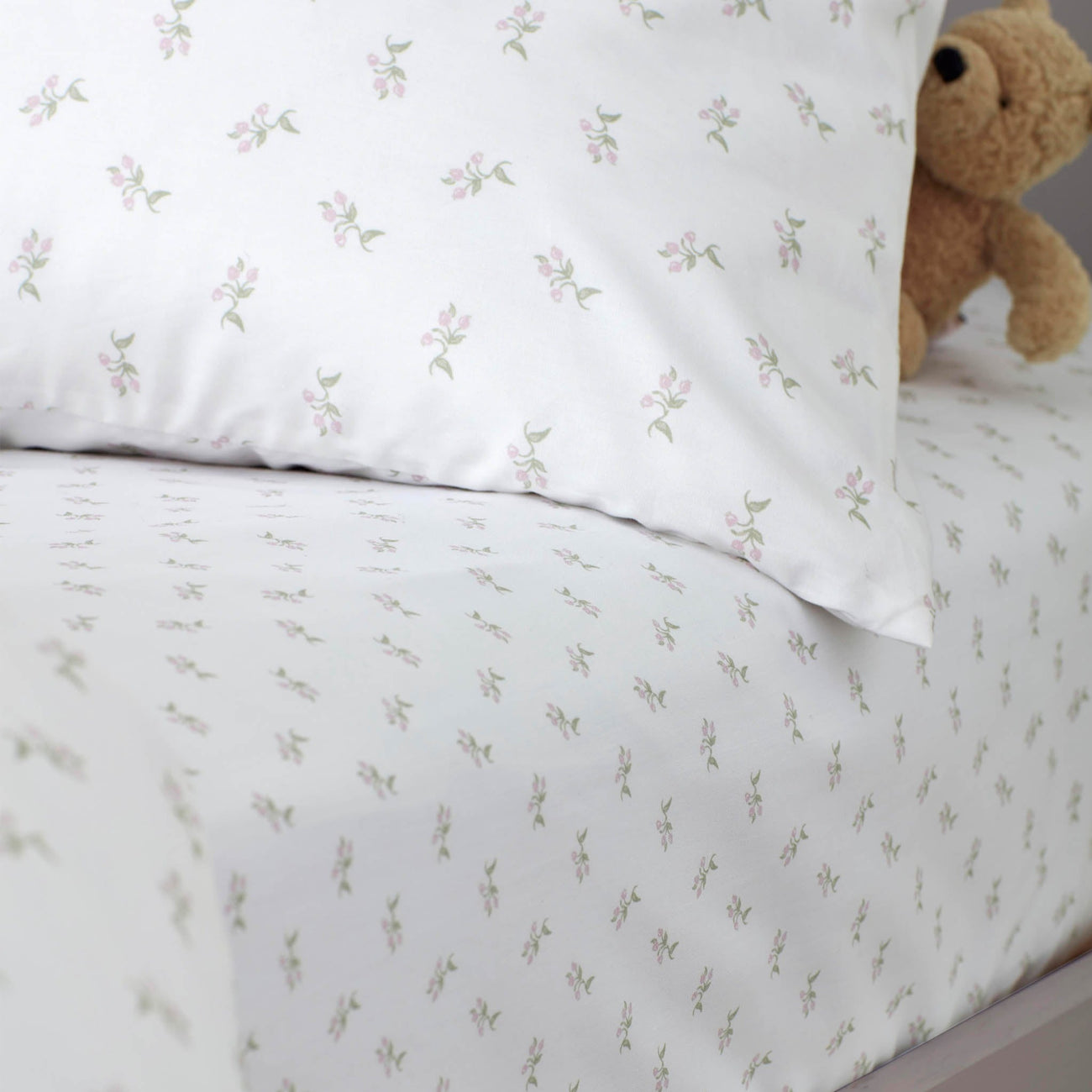 White Fleur Organic Cotton Single Fitted Sheet